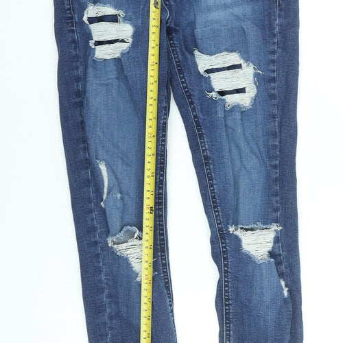 11 Degrees Mens Blue Skinny Distressed Jeans W28 Slim Fit Denim