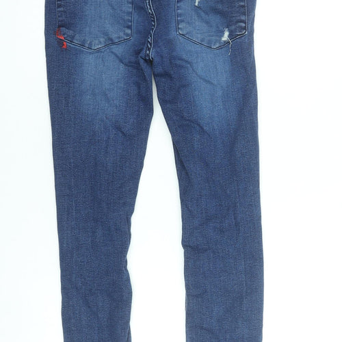 11 Degrees Mens Blue Skinny Distressed Jeans W28 Slim Fit Denim