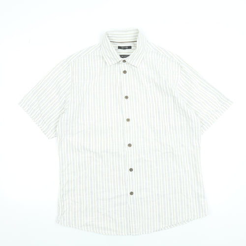 St Bernard for Dunnes Men’s Beige Striped Cotton Short Sleeve Shirt L