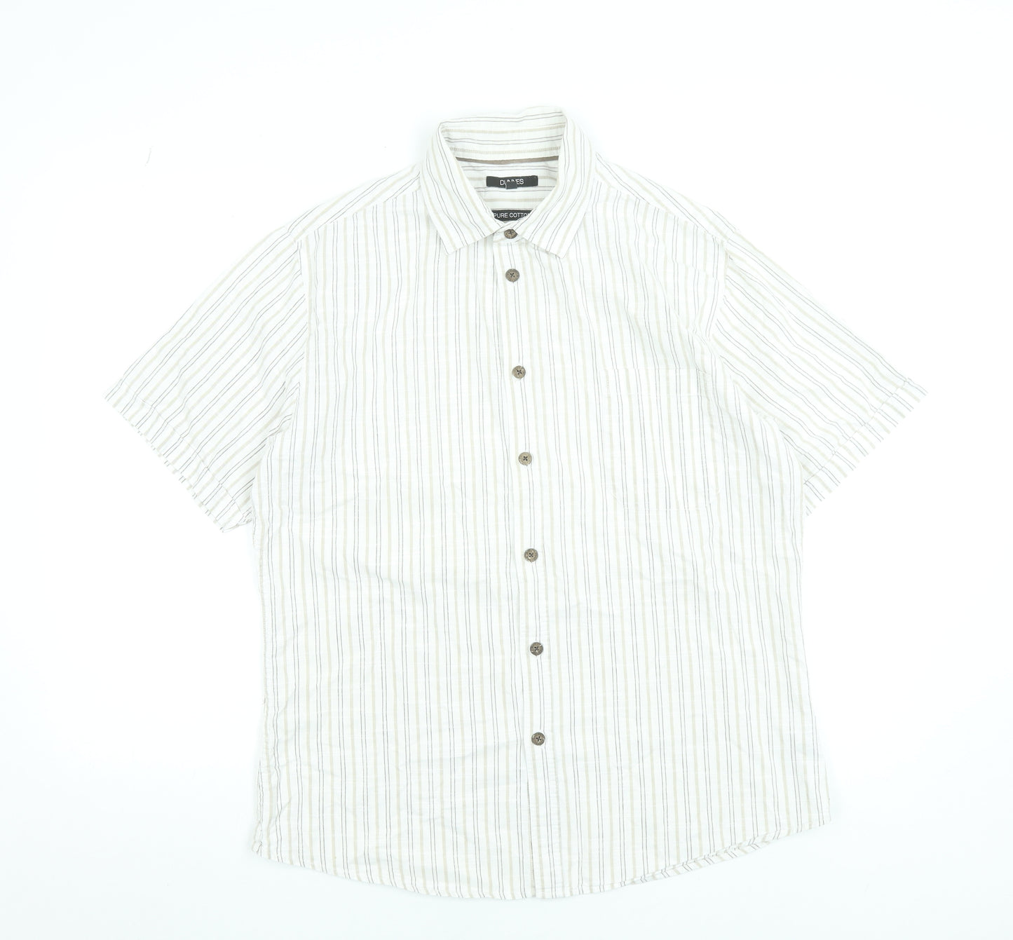 St Bernard for Dunnes Men’s Beige Striped Cotton Short Sleeve Shirt L