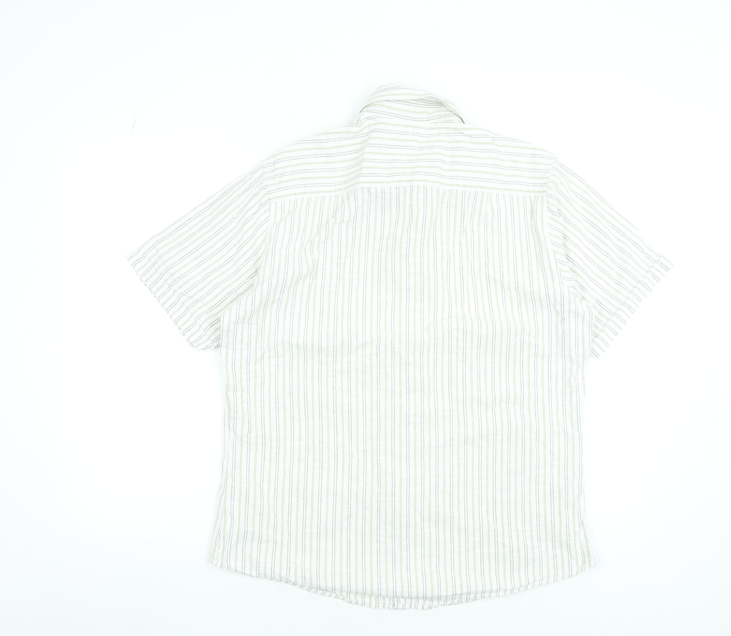 St Bernard for Dunnes Men’s Beige Striped Cotton Short Sleeve Shirt L