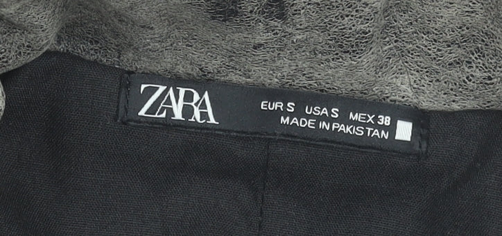 Zara Women Grey Leather Biker Jacket Size S Belted Zip Style