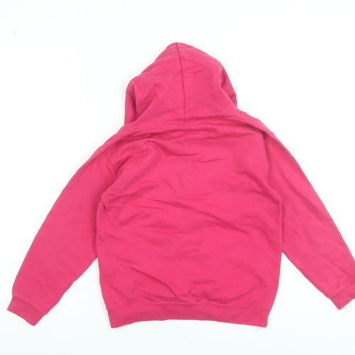 AWDis Girls Pink Pullover Hoodie 7-8 Years Born to Farm Graphic Sweatshirt