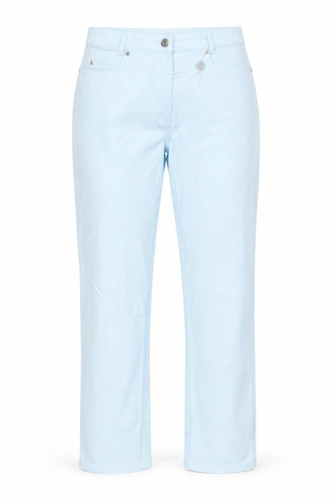 Front view of Lady Augusta Women's Blue Straight Stretch Jeans, size 14