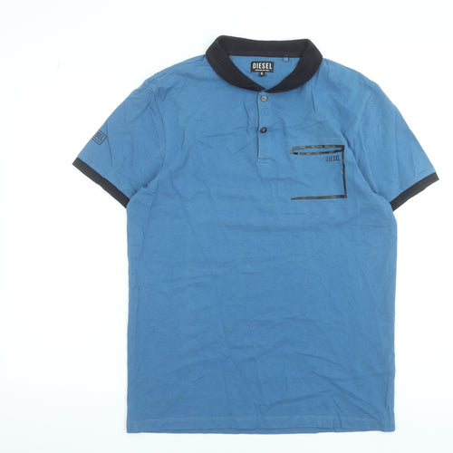 Diesel Men's Blue XL Cotton Polo Shirt Short Sleeve