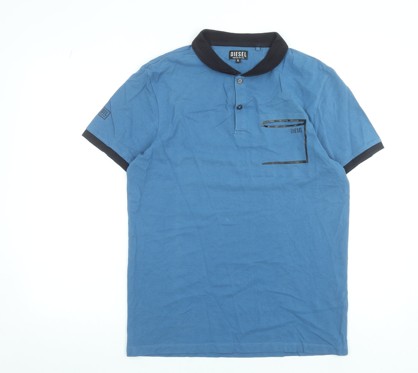 Diesel Men's Blue XL Cotton Polo Shirt Short Sleeve