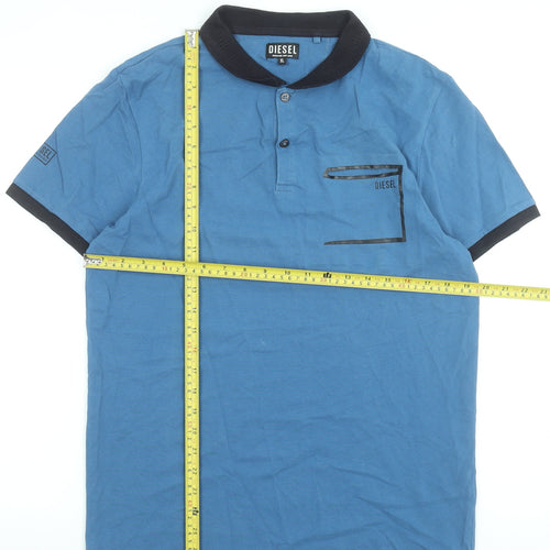 Diesel Men's Blue XL Cotton Polo Shirt Short Sleeve
