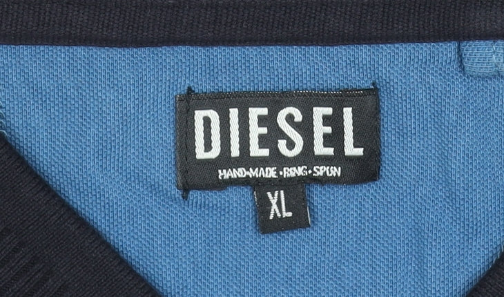 Diesel Men's Blue XL Cotton Polo Shirt Short Sleeve