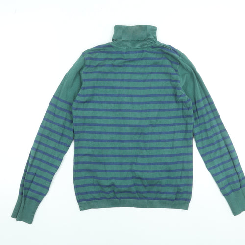 PACO Collection Women's Green Striped Roll Neck Jumper Size S