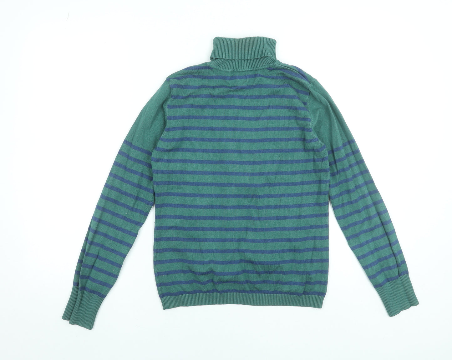 PACO Collection Women's Green Striped Roll Neck Jumper Size S