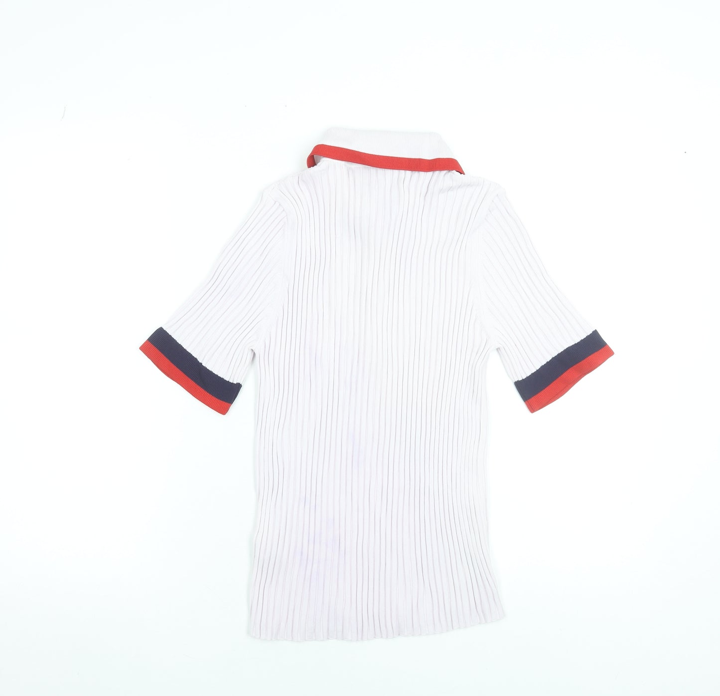 Marks and Spencer Women’s White Polo Knit Top Size 14 Collared Short Sleeve