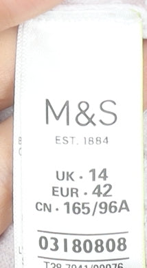 Marks and Spencer Women’s White Polo Knit Top Size 14 Collared Short Sleeve