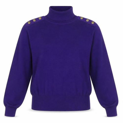 Wallis Women’s Purple Roll Neck Button Detail Jumper Size 12