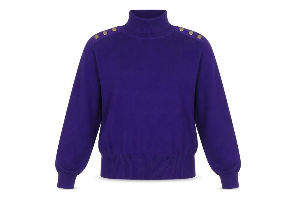 Wallis Women’s Purple Roll Neck Button Detail Jumper Size 12