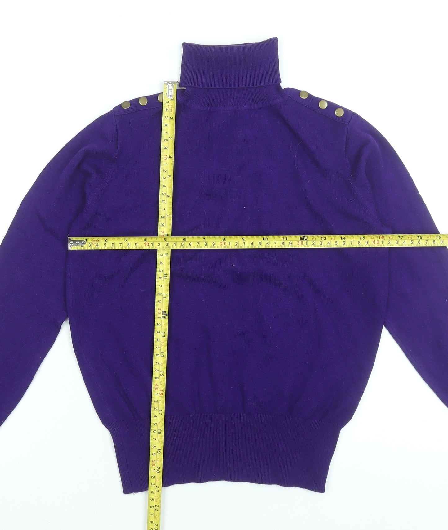 Wallis Women’s Purple Roll Neck Button Detail Jumper Size 12