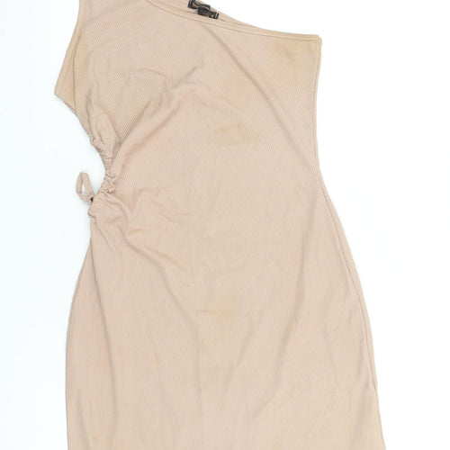 Pink Vanilla Women’s Beige One Shoulder Bodycon Dress Size 12