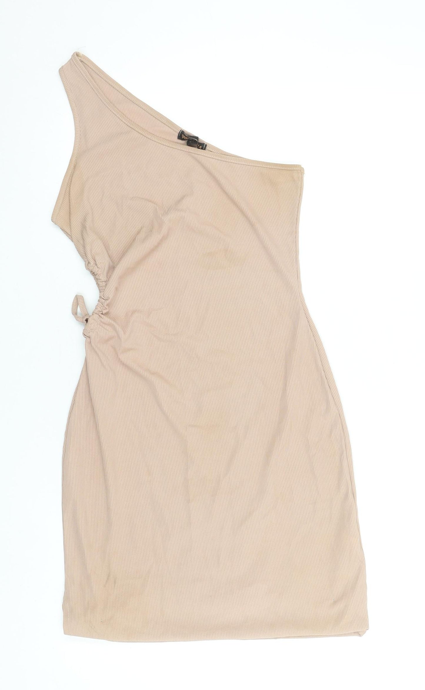 Pink Vanilla Women’s Beige One Shoulder Bodycon Dress Size 12