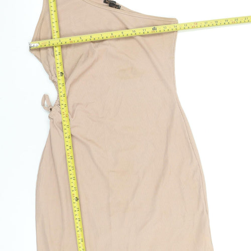 Pink Vanilla Women’s Beige One Shoulder Bodycon Dress Size 12