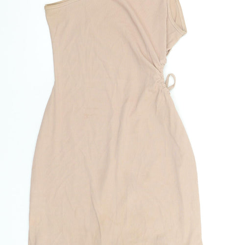 Pink Vanilla Women’s Beige One Shoulder Bodycon Dress Size 12