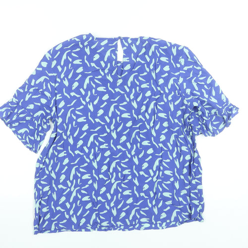 Vero Moda Women's Blue Abstract Short Sleeve Viscose Blouse M