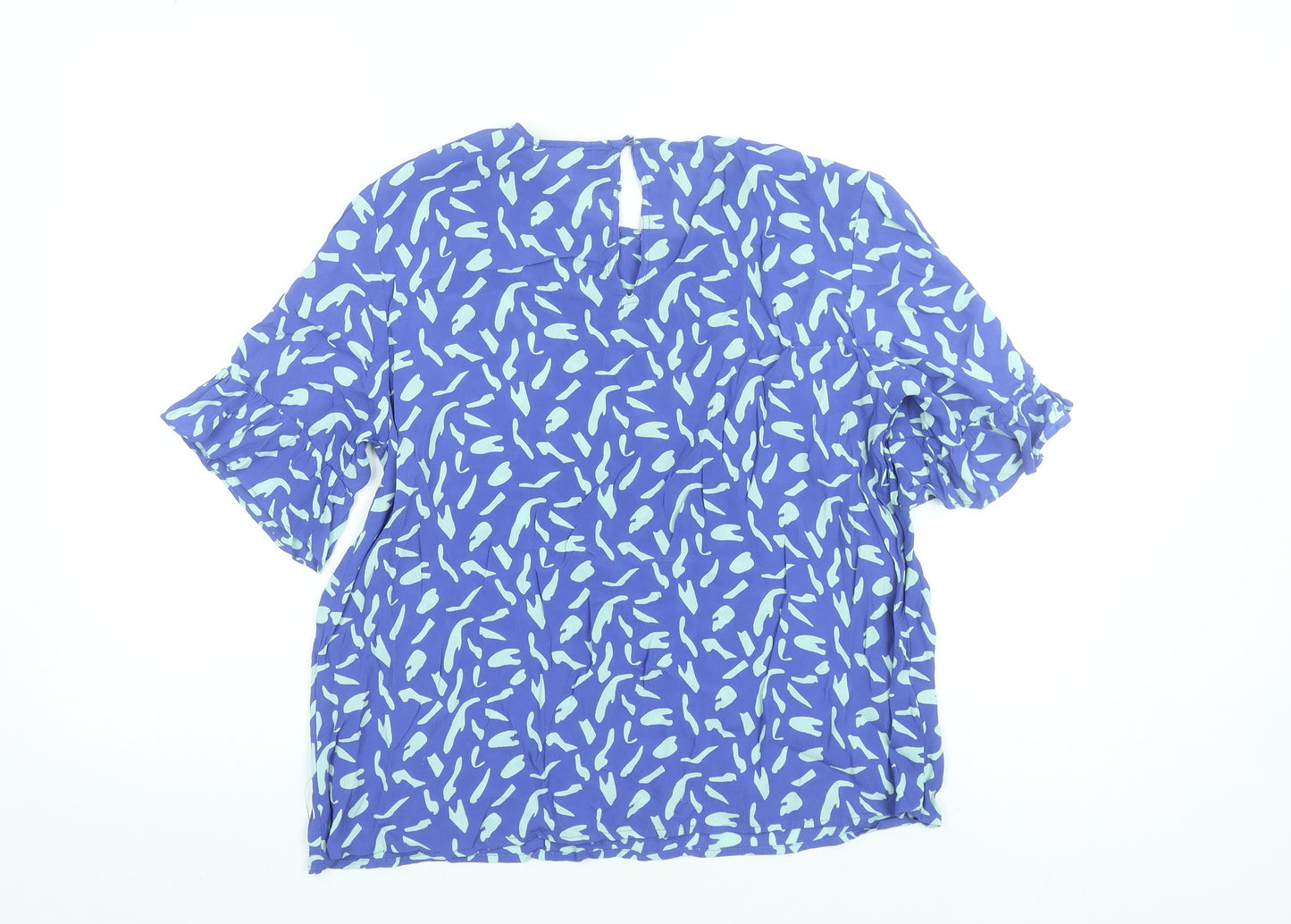 Vero Moda Women's Blue Abstract Short Sleeve Viscose Blouse M