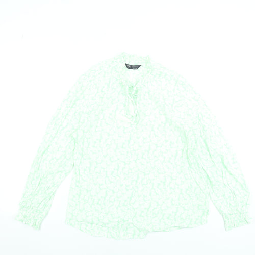 Marks and Spencer Women Green Floral Petite Size 12 Viscose Tunic Blouse