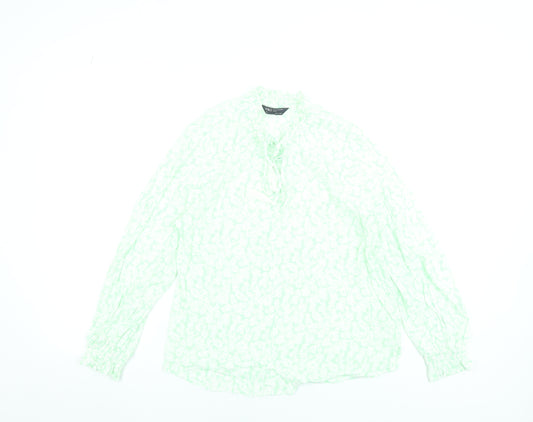 Marks and Spencer Women Green Floral Petite Size 12 Viscose Tunic Blouse