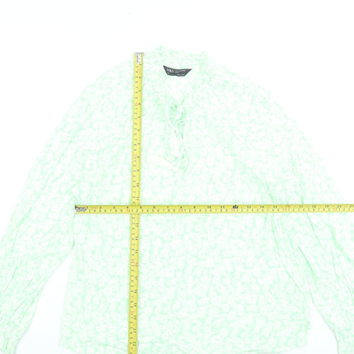 Marks and Spencer Women Green Floral Petite Size 12 Viscose Tunic Blouse