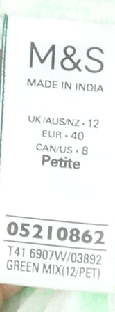 Marks and Spencer Women Green Floral Petite Size 12 Viscose Tunic Blouse