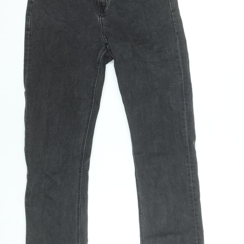 H&M Womens Black High Rise Straight Jeans Size 10 Slim Fit