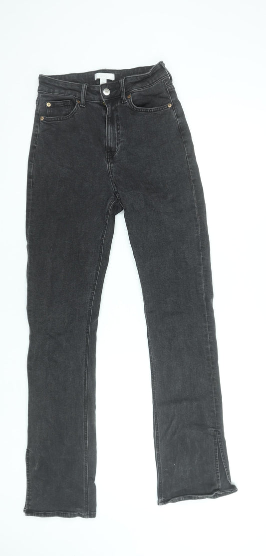 H&M Womens Black High Rise Straight Jeans Size 10 Slim Fit