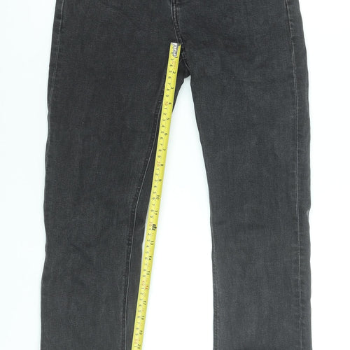 H&M Womens Black High Rise Straight Jeans Size 10 Slim Fit