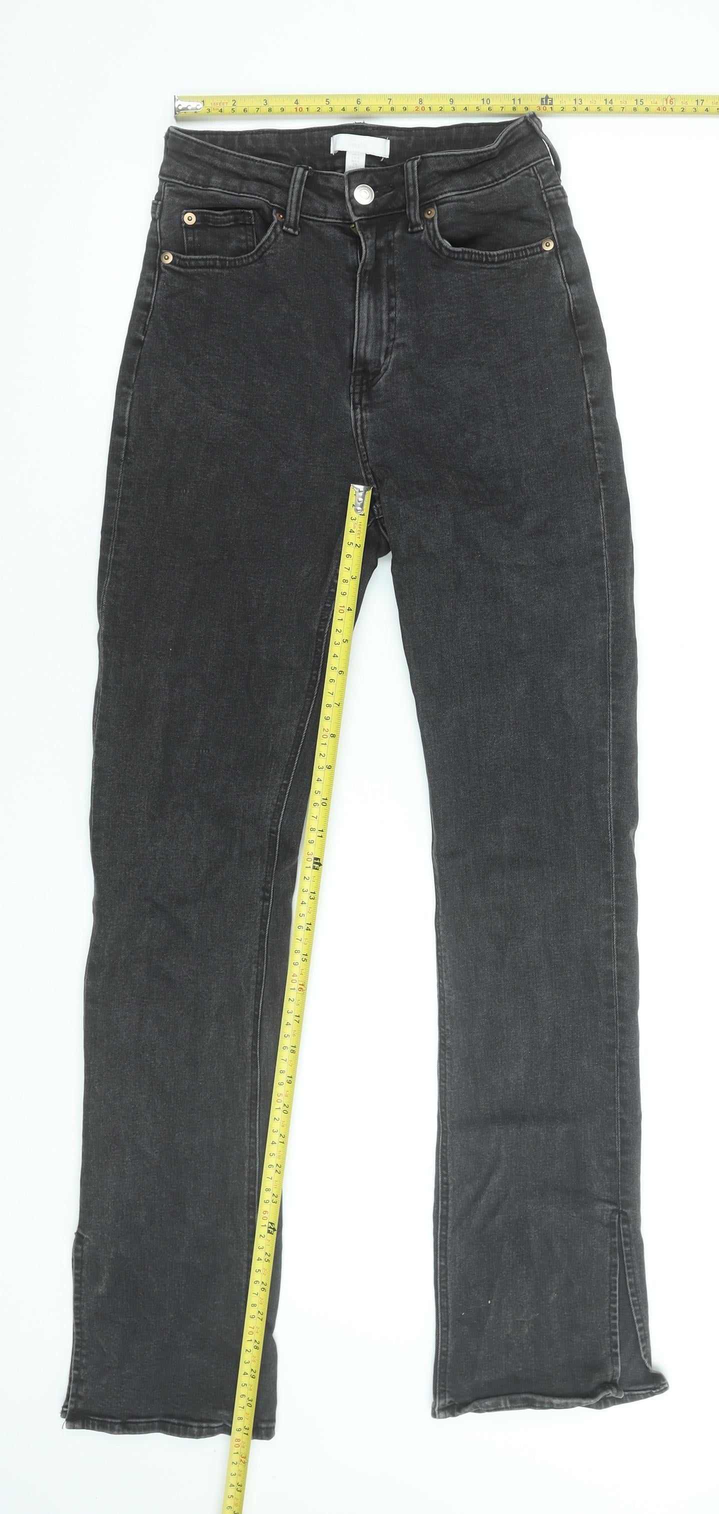 H&M Womens Black High Rise Straight Jeans Size 10 Slim Fit