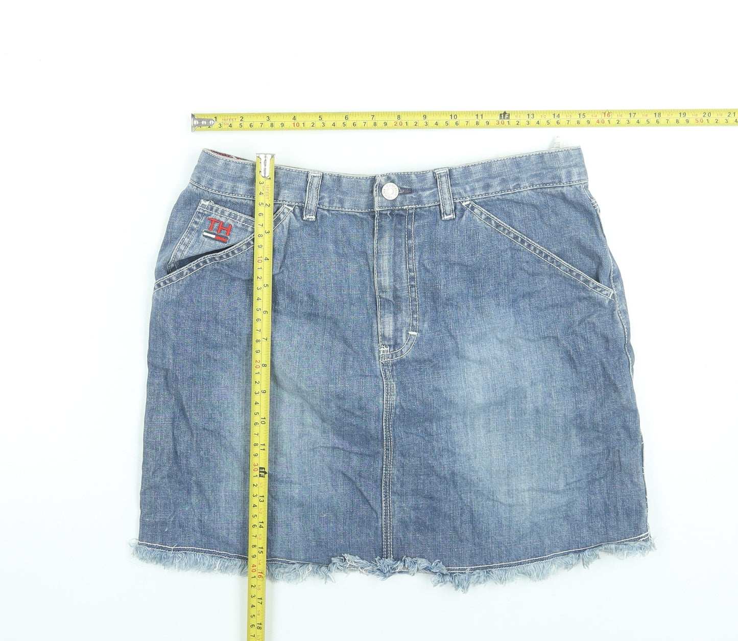 Tommy Hilfiger Women Blue Denim Short Skirt Size 6 Casual Style