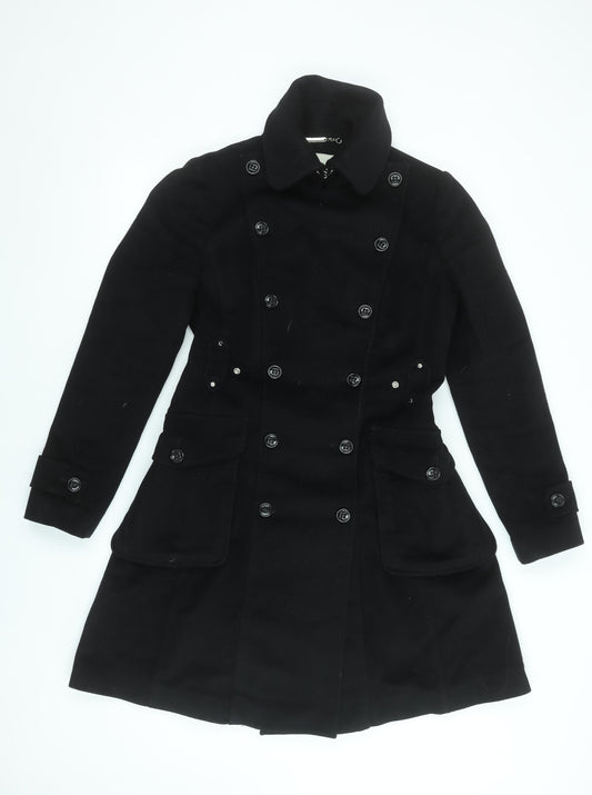 Karen Millen Women’s Black Wool Trench Coat Size 12 Long