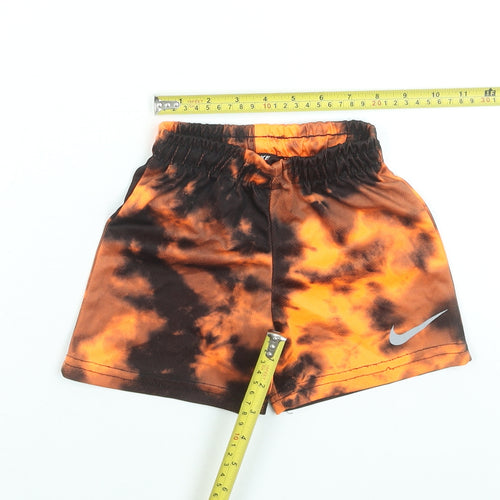Nike Boys Orange Black Tie-Dye Athletic Shorts Size 4 Years