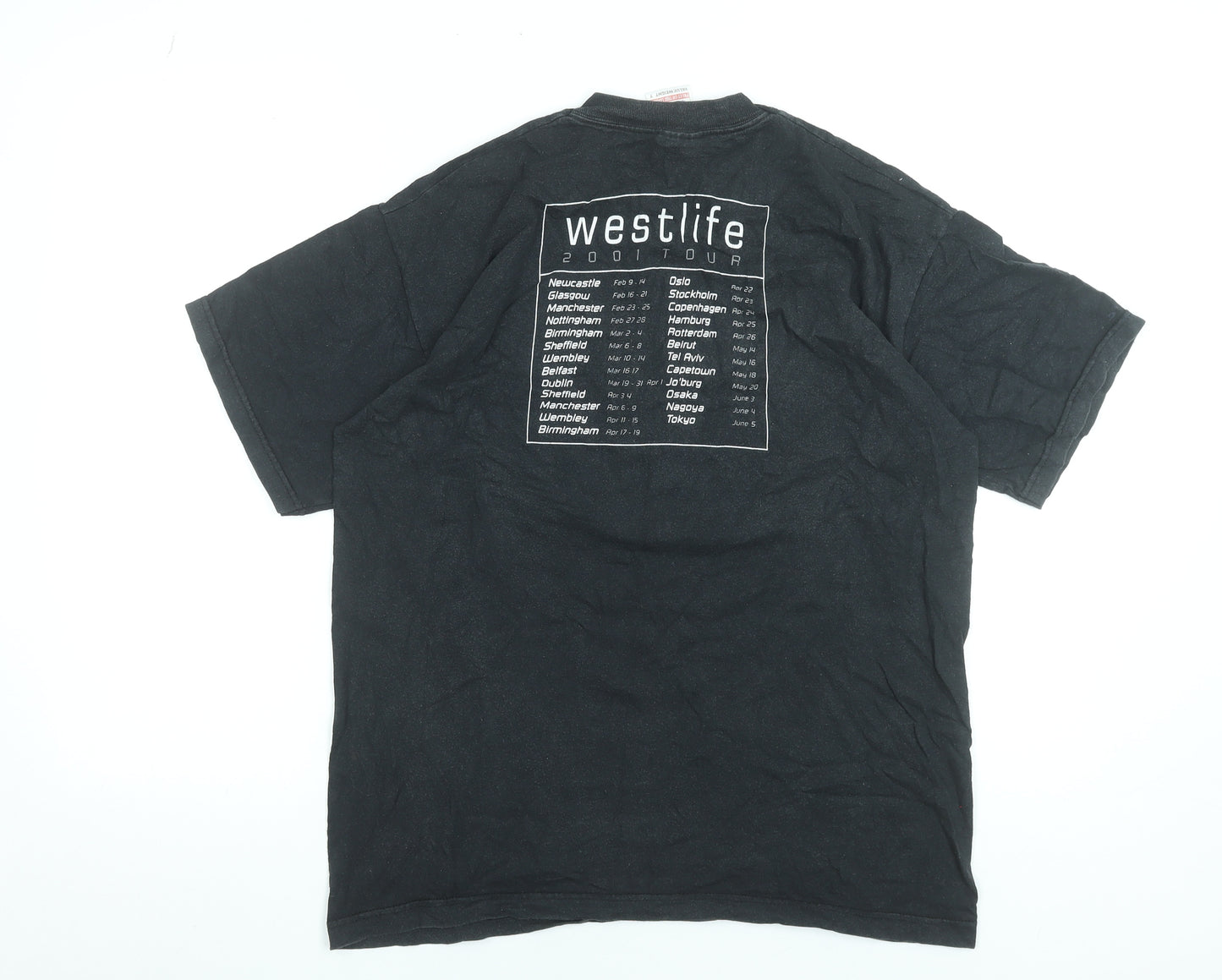 Screen Stars Women Black Westlife 2001 Tour T-Shirt M Vintage Music