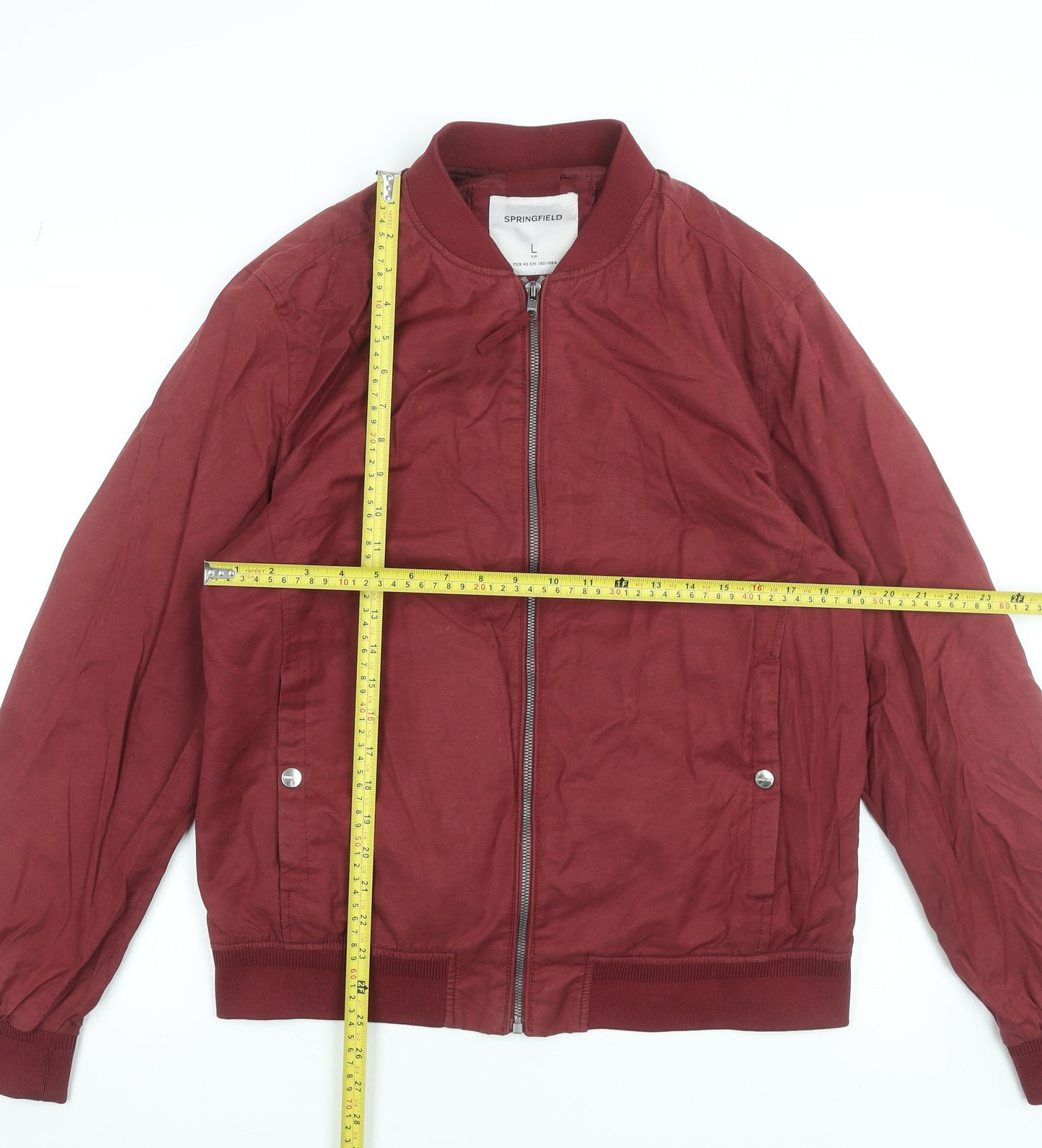 Springfield Men's Red Bomber Jacket Size L Cotton Blend Casual