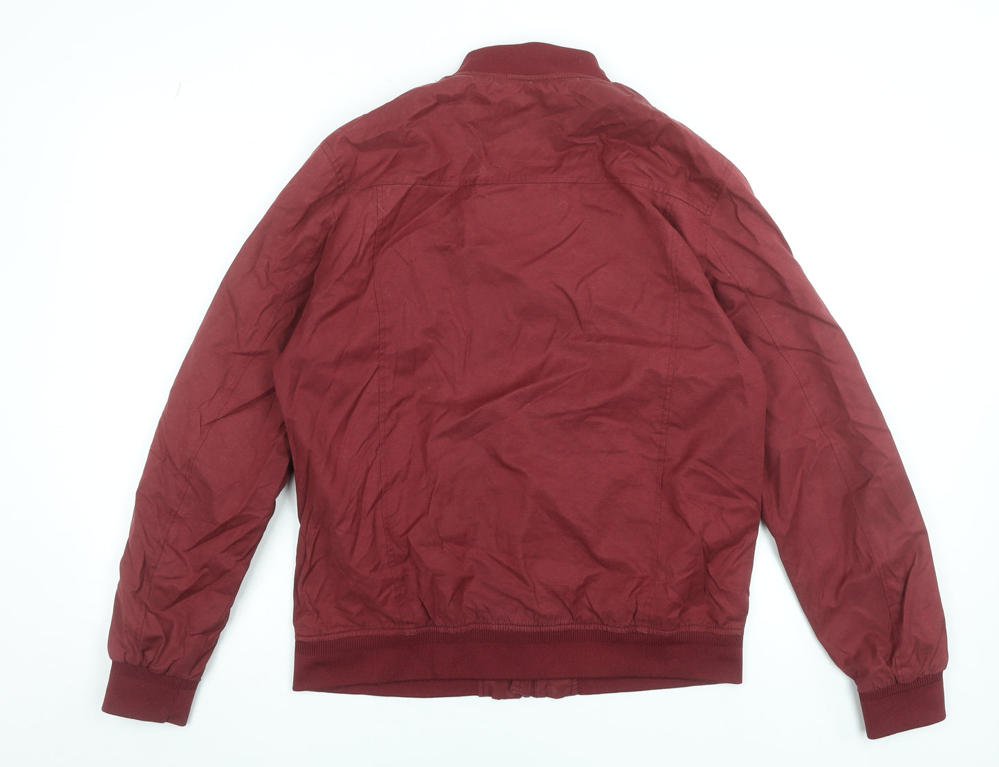 Springfield Men's Red Bomber Jacket Size L Cotton Blend Casual