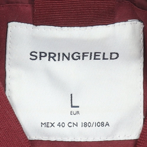 Springfield Men's Red Bomber Jacket Size L Cotton Blend Casual