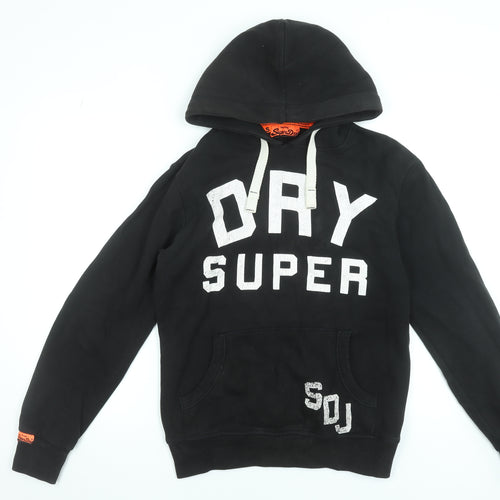 Superdry Men's Black Pullover Hoodie Small Graphic Print Fleece