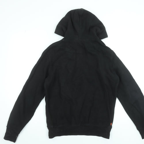 Superdry Men's Black Pullover Hoodie Small Graphic Print Fleece