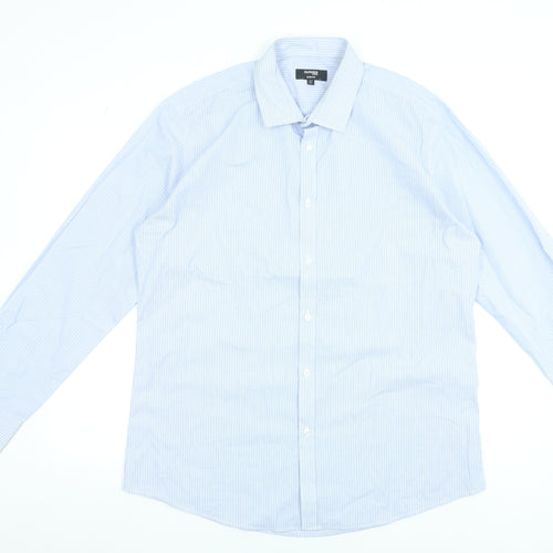 Dunnes Stores Men's Blue Slim Fit Long Sleeve Formal Dress Shirt 17in