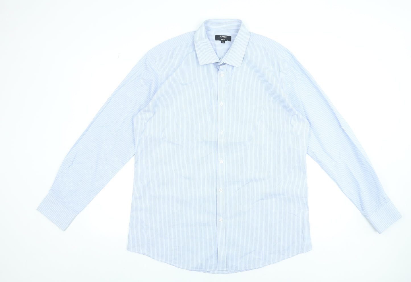 Dunnes Stores Men's Blue Slim Fit Long Sleeve Formal Dress Shirt 17in