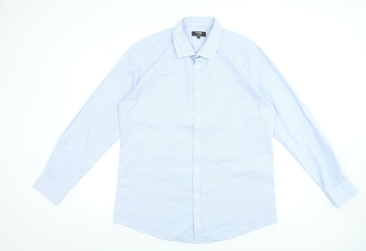 Dunnes Stores Men's Blue Slim Fit Long Sleeve Formal Dress Shirt 17in