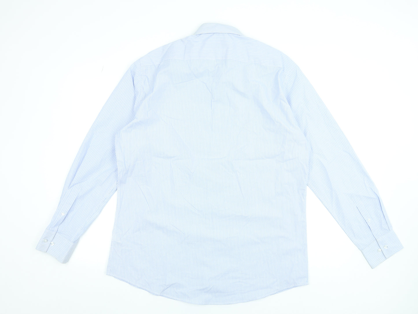 Dunnes Stores Men's Blue Slim Fit Long Sleeve Formal Dress Shirt 17in