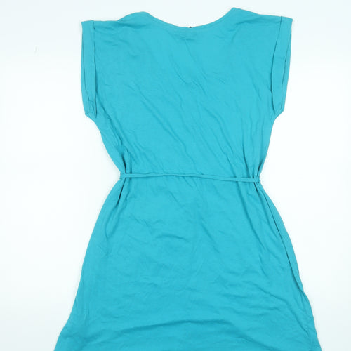 H&M Women’s Blue T-Shirt Dress Size S Short Sleeveless Belted Casual