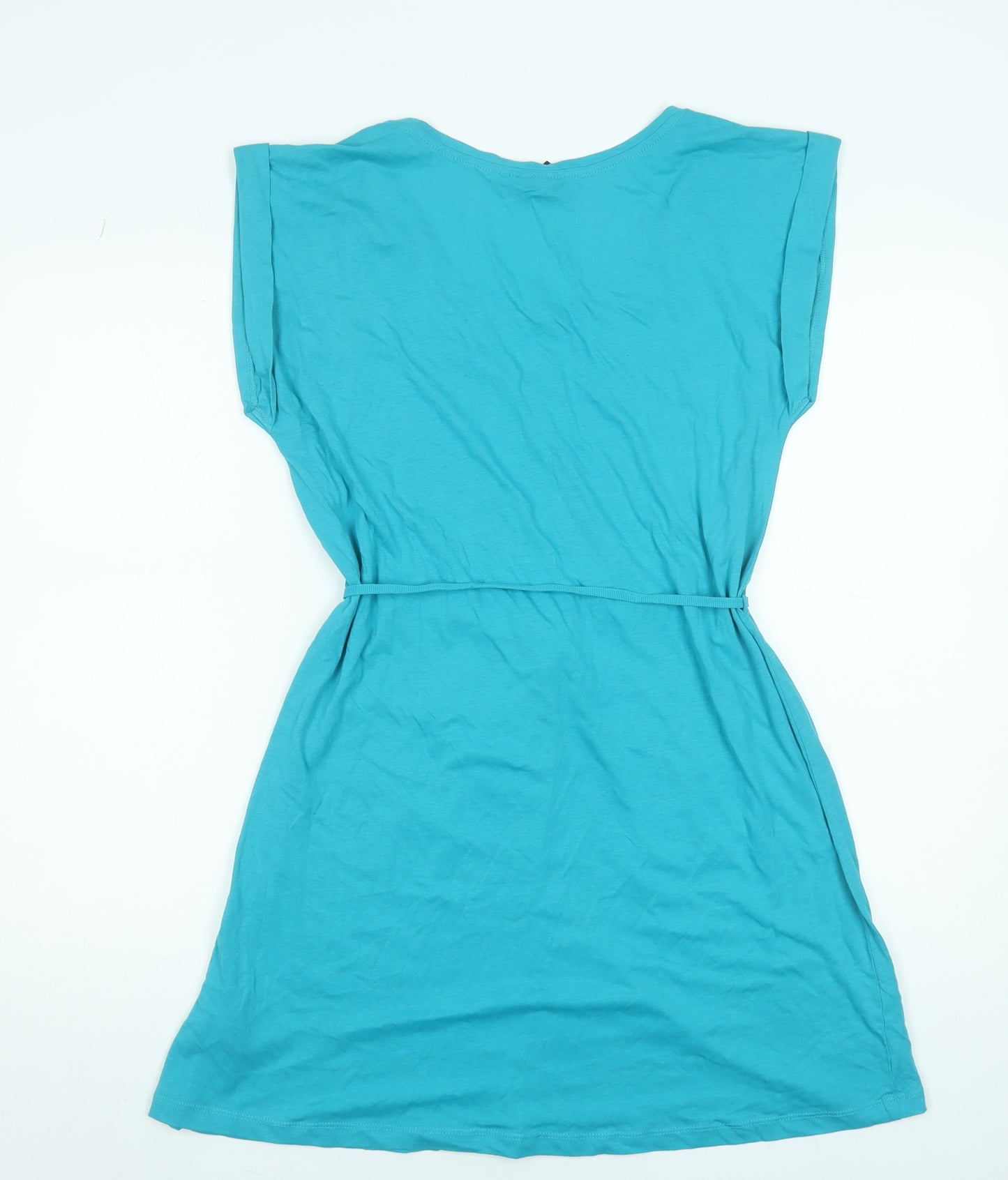 H&M Women’s Blue T-Shirt Dress Size S Short Sleeveless Belted Casual