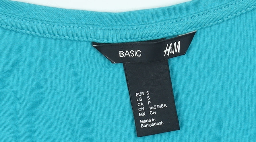 H&M Women’s Blue T-Shirt Dress Size S Short Sleeveless Belted Casual