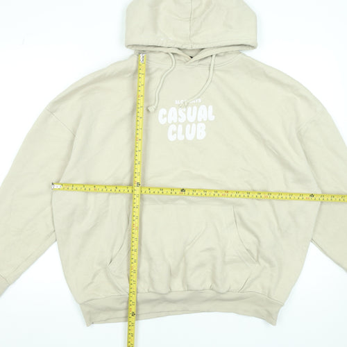 Dunnes Stores Women Beige Pullover Hoodie Large Casual Club Print
